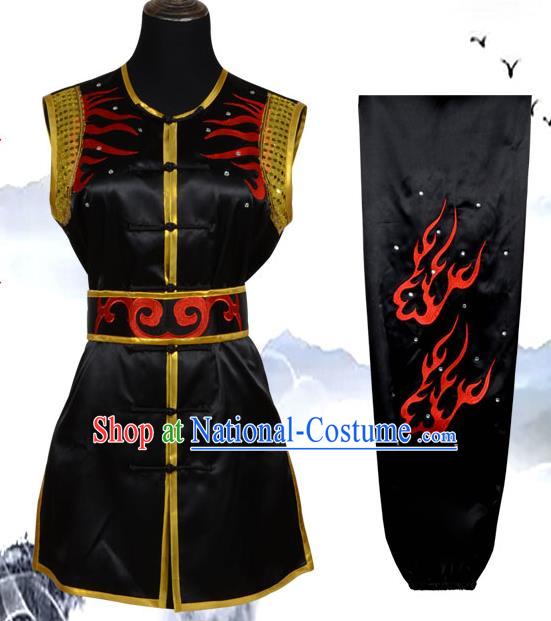 Top Kung Fu Costume Martial Arts Costume Kung Fu Training Black Uniform, Gongfu Shaolin Wushu Embroidery Tai Ji Clothing for Women