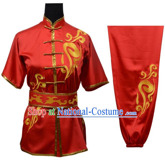 Top Kung Fu Costume Martial Arts Costume Kung Fu Training Red Uniform, Gongfu Shaolin Wushu Embroidery Tai Ji Clothing for Women