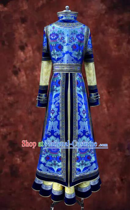 Traditional Chinese Mongol Nationality Dance Costume Mongols Folk Dance Robe Mongolian Minority  Costume and headwear