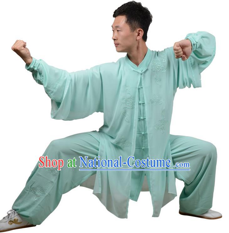 Top Kung Fu Costume Martial Arts Costume Kung Fu Training Green Uniform, Gongfu Shaolin Wushu Embroidery Tai Ji Three-Piece Clothing for Women for Men