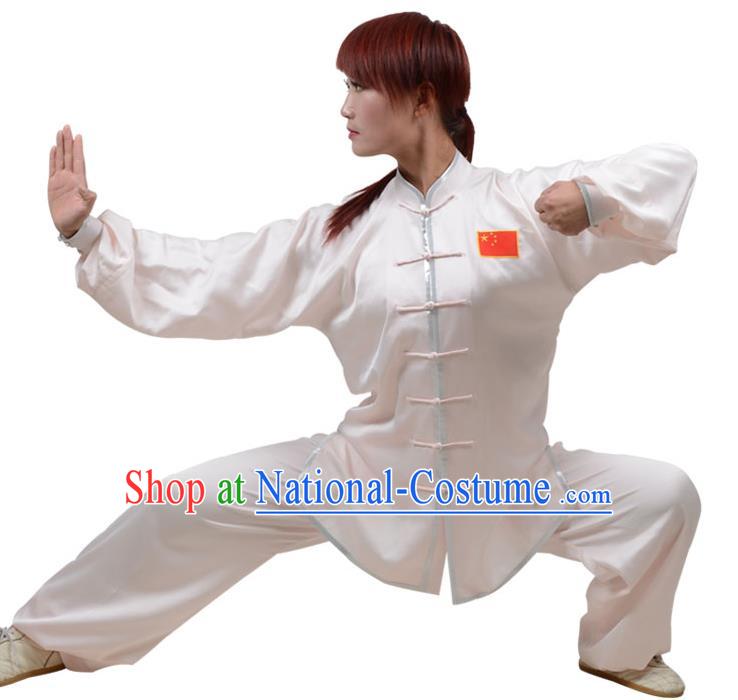 Top Kung Fu Costume Martial Arts Costume Kung Fu Training Plated Buttons White Uniform, Gongfu Shaolin Wushu Tai Ji Clothing for Women for Men