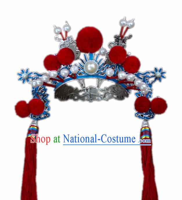 Traditional China Beijing Opera General Hats, Chinese Peking Opera Warrior Helmet Headwear