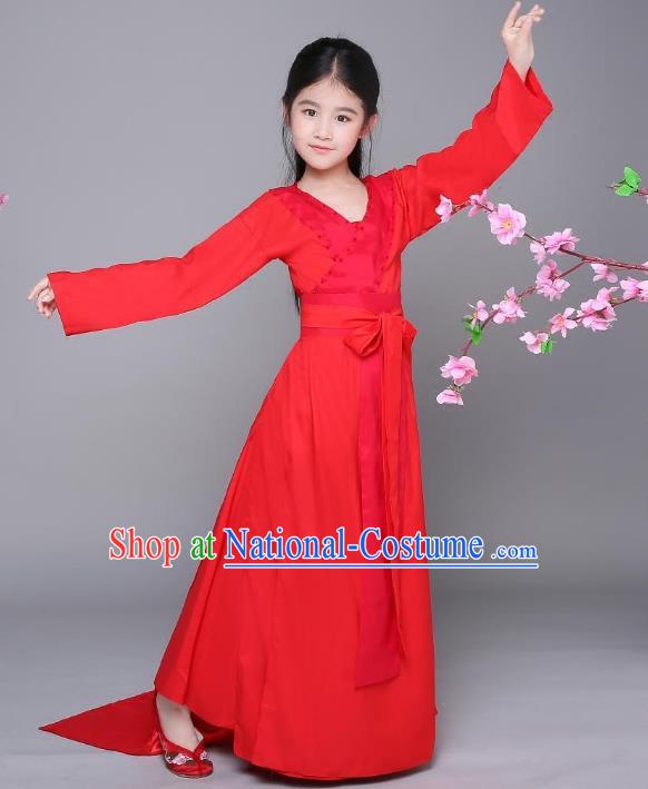 Traditional Chinese Ancient Fairy Hanfu Dress Clothing, China Tang Dynasty Palace Lady Costume for Kids