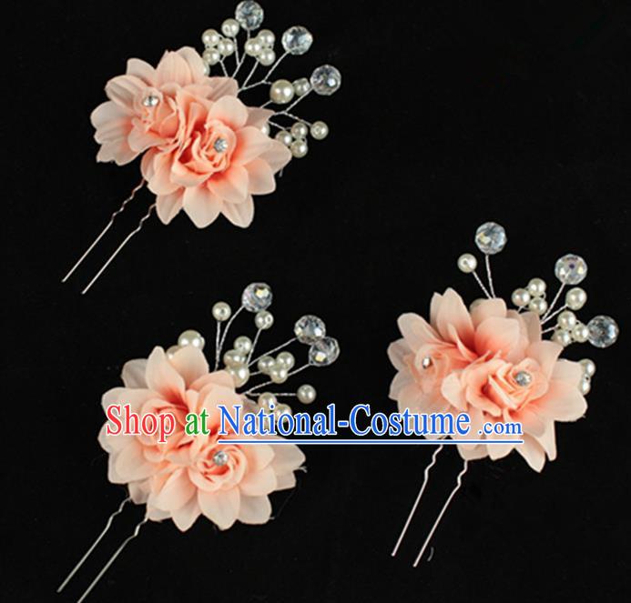 Traditional Chinese Handmade Hair Accessories Pink Flowers Hairpins for Women