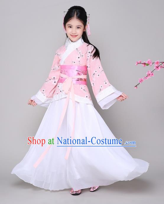 Traditional Chinese Ancient Princess Hanfu Clothing, China Han Dynasty Palace Lady Costume for Kids