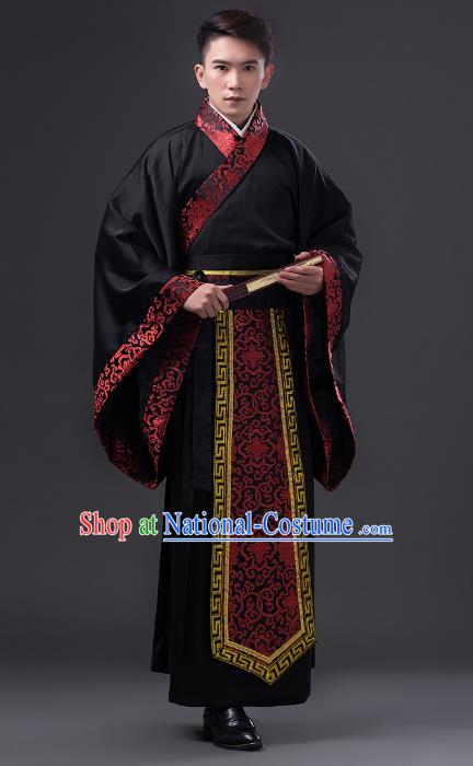 Traditional Chinese Han Dynasty Minister Costume, China Ancient Chancellor Hanfu Clothing for Men