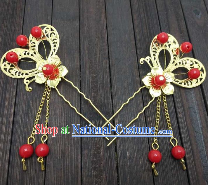 Traditional Chinese Handmade Hair Accessories Princess Hairpins Hanfu Butterfly Tassel Step Shake for Kids