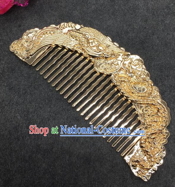 Traditional Handmade Chinese Ancient Classical Hair Accessories Golden Hair Comb for Women