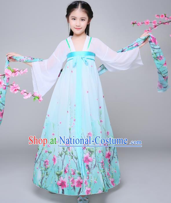 Traditional Chinese Tang Dynasty Children Costume, China Ancient Palace Lady Hanfu Dress Clothing for Kids