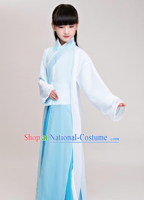 Traditional Chinese Han Dynasty Scholar Costume, China Ancient Palace Lady Clothing for Kids