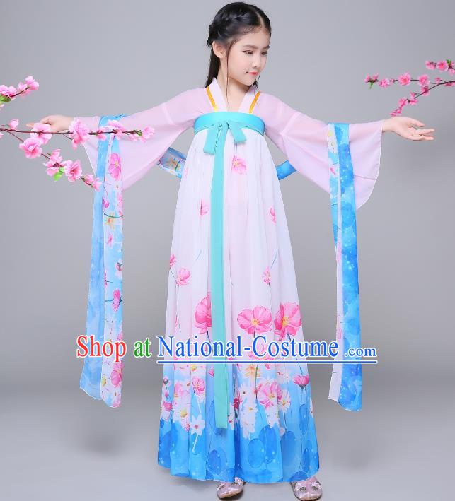 Traditional Chinese Tang Dynasty Palace Lady Costume, China Ancient Princess Hanfu Dress Clothing for Kids