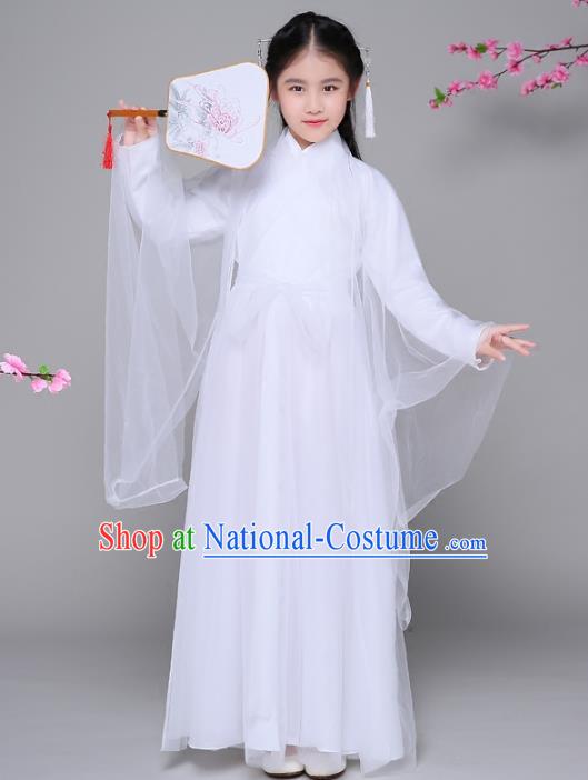 Traditional Chinese Han Dynasty Princess Costume, China Ancient Palace Lady Fairy Hanfu Embroidered Dress for Kids