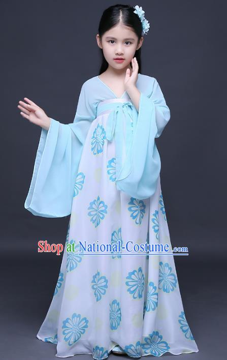 Traditional Chinese Tang Dynasty Imperial Princess Costume, China Ancient Palace Lady Hanfu Dress Clothing for Kids