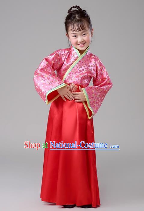 Traditional Chinese Han Dynasty Children Costume, China Ancient Princess Embroidered Clothing for Kids