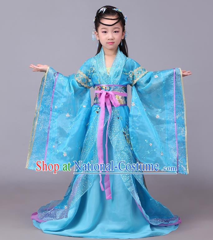 Traditional Chinese Tang Dynasty Palace Lady Costume, China Ancient Imperial Consort Embroidered Hanfu Clothing for Kids