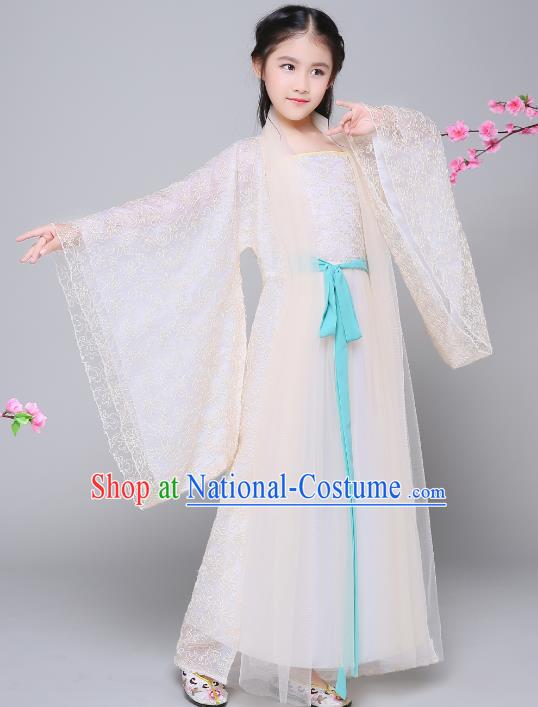 Traditional Chinese Tang Dynasty Palace Princess Costume, China Ancient Fairy Hanfu Dress for Kids