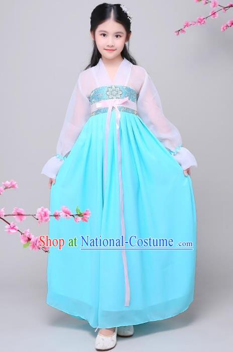 Traditional Chinese Tang Dynasty Palace Princess Costume, China Ancient Palace Lady Embroidered Clothing for Kids