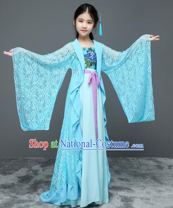 Traditional Chinese Tang Dynasty Palace Princess Costume Ancient Palace Lady Trailing Dress for Kids