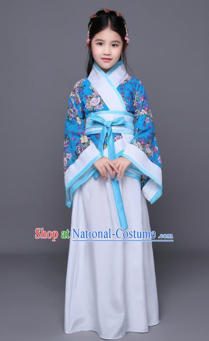 Traditional Chinese Han Dynasty Children Costume Ancient Palace Princess Hanfu Dress Clothing for Kids