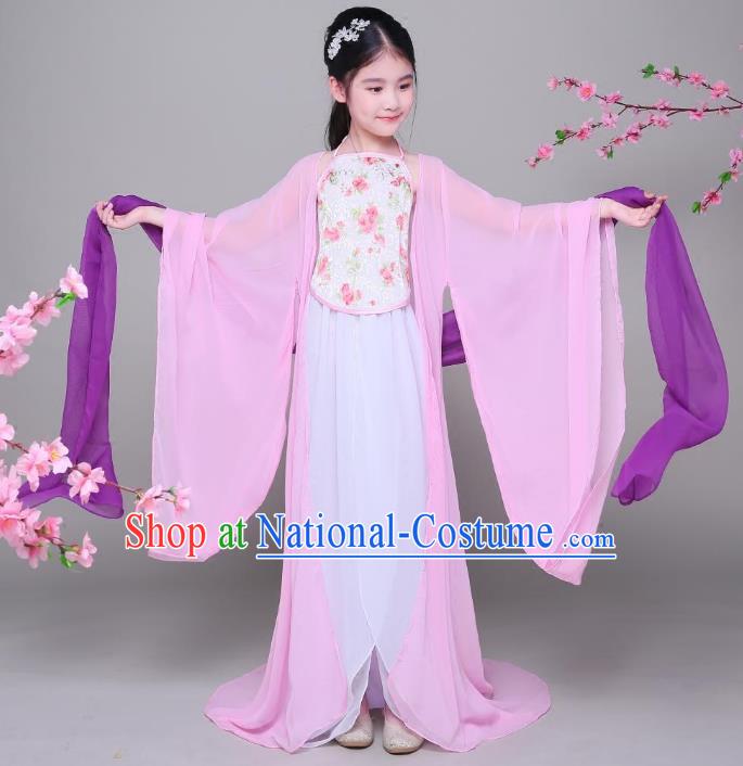 Traditional Chinese Tang Dynasty Princess Fairy Costume, China Ancient Palace Lady Hanfu Dress Clothing for Kids