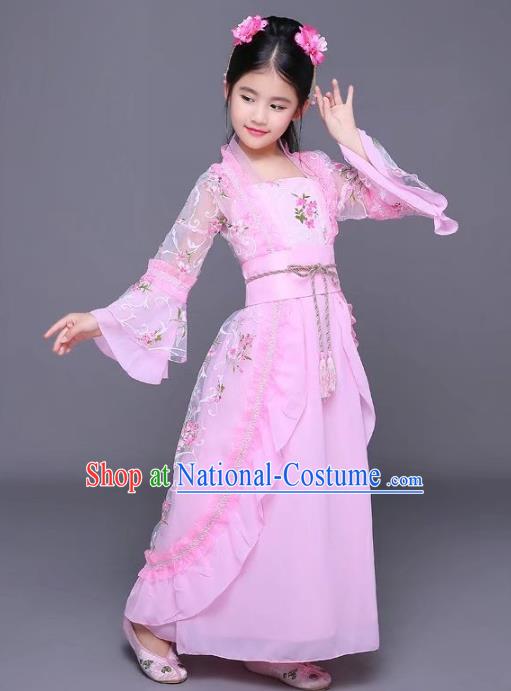 Traditional Chinese Tang Dynasty Children Princess Costume, China Ancient Palace Lady Hanfu Dress Clothing for Kids