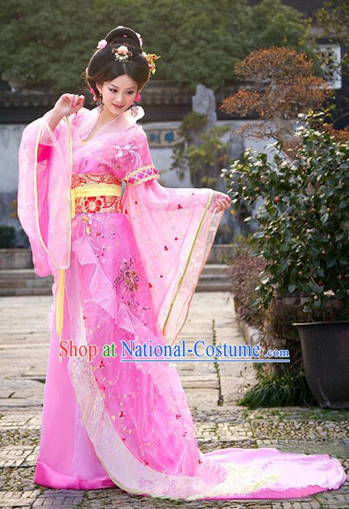 Traditional Ancient Chinese Imperial Consort Costume, China Tang Dynasty Palace Lady Trailing Embroidered Clothing for Women