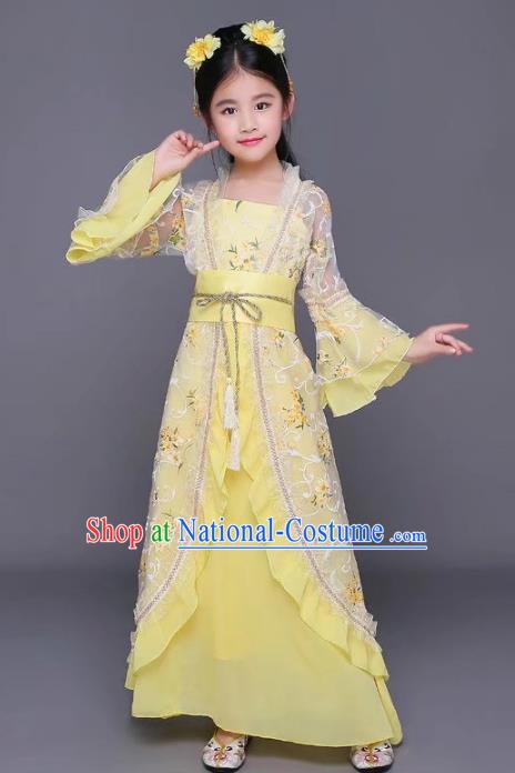 Traditional Chinese Tang Dynasty Palace Lady Costume, China Ancient Princess Hanfu Dress Clothing for Kids