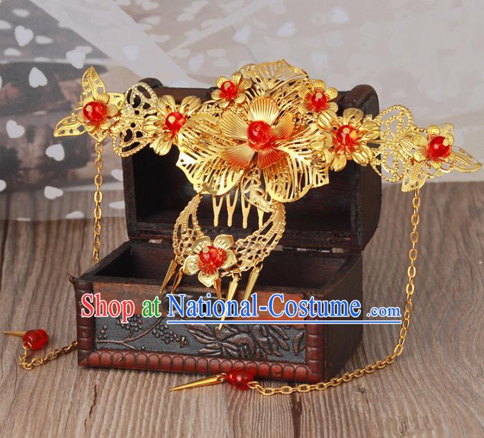 Traditional Handmade Chinese Classical Hair Accessories Hanfu Hairpins Tassel Hair Comb for Women