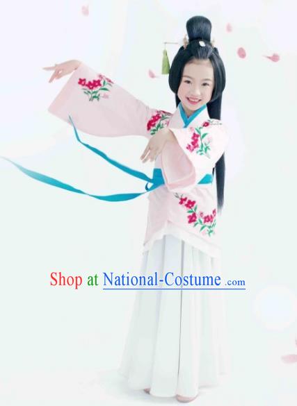 Traditional Chinese Han Dynasty Palace Lady Costume, China Ancient Princess Hanfu Curving-front Robe Clothing for Kids