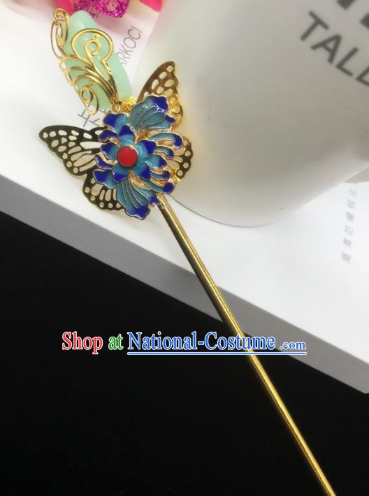 Traditional Handmade Chinese Classical Hair Accessories Blueing Butterfly Hairpins for Women