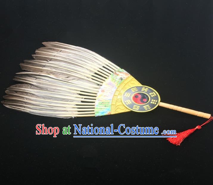 Traditional Handmade Chinese Feather Fans Zhuge Liang Fan for Men