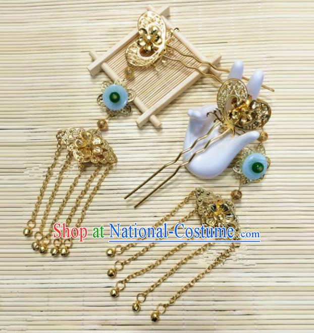 Traditional Handmade Chinese Classical Hair Accessories Hanfu Hairpins Tassel Step Shake Headwear for Women