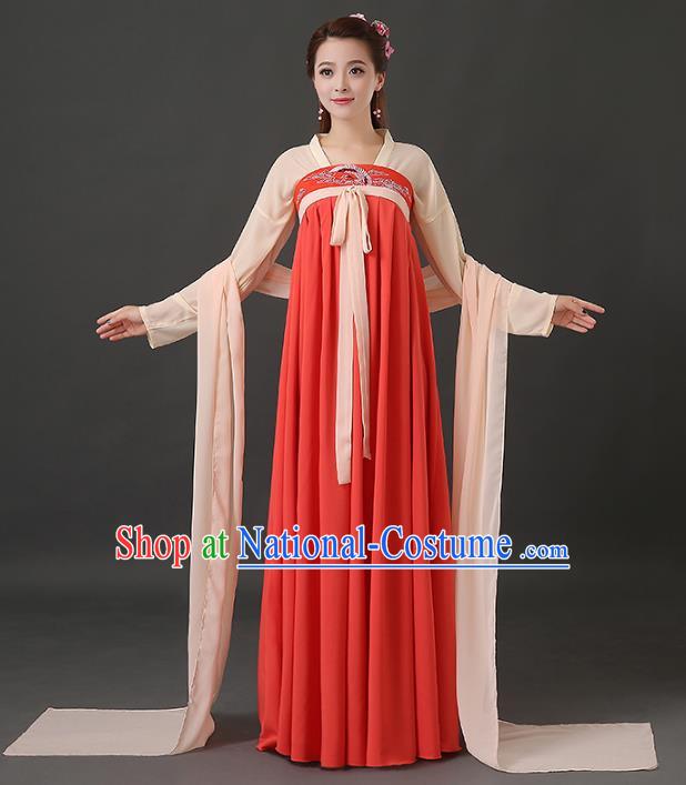 Traditional Chinese Tang Dynasty Palace Lady Embroidered Costume, China Ancient Princess Hanfu Dress Clothing for Women