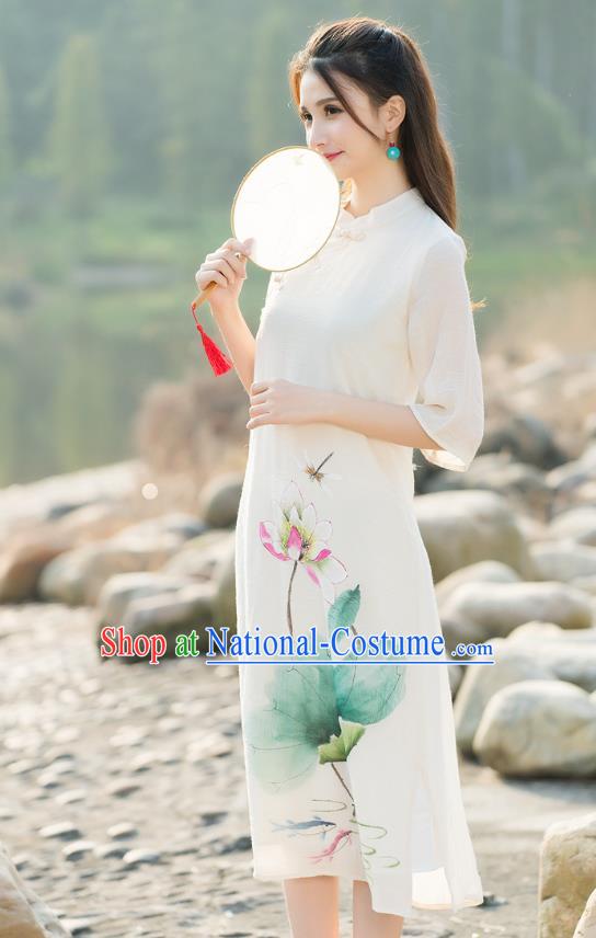 Traditional Ancient Chinese Young Women Cheongsam Dress Republic of China Tangsuit Stand Collar Blouse Dress Tang Suit Clothing