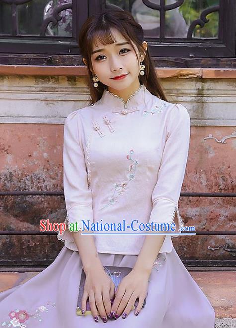 Traditional Ancient Chinese Young Women Cheongsam Dress Republic of China Tangsuit Stand Collar Blouse Dress Tang Suit Clothing