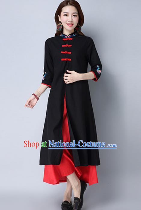 Traditional Chinese National Costume Hanfu Plated Buttons Qipao, China Tang Suit Cheongsam Dress for Women