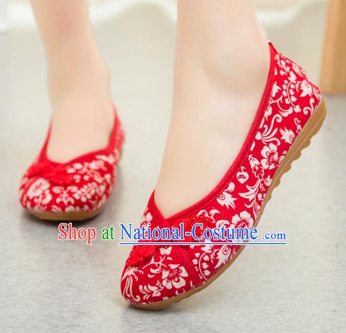 Traditional Chinese National Hanfu Red Shoes, China Princess Embroidery Shoes for Women