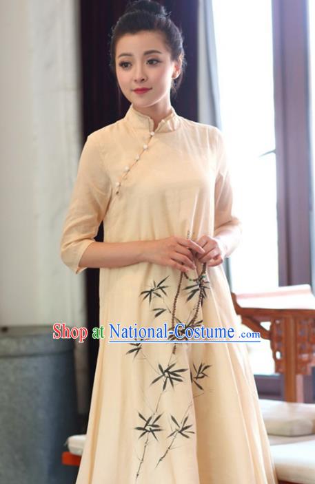 Traditional Ancient Chinese Young Women Cheongsam Dress Republic of China Tangsuit Stand Collar Blouse Dress Tang Suit Clothing