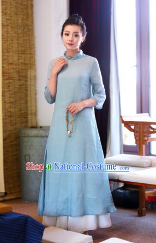 Traditional Chinese National Costume Hanfu Linen Qipao Dress, China Tang Suit Cheongsam for Women