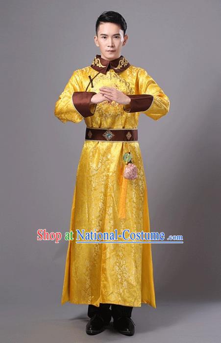 Traditional Chinese Ancient Imperial Emperor Costume, China Qing Dynasty Majesty Embroidered Clothing for Men