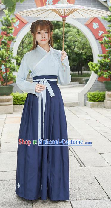 Traditional Chinese Han Dynasty Young Lady Embroidered Clothing for Women