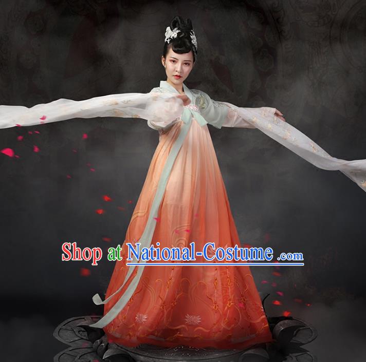 Traditional Chinese Ancient Palace Lady Dance Costume, China Tang Dynasty Imperial Princess Embroidered Clothing for Women