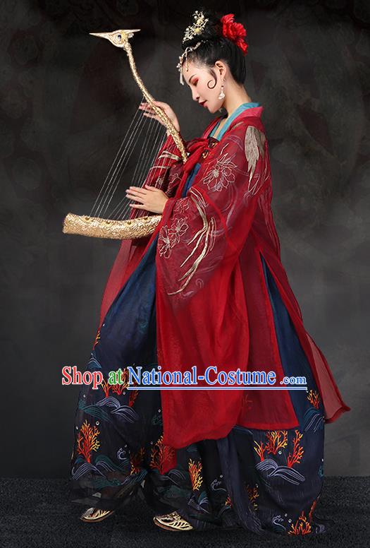 Traditional Chinese Ancient Imperial Concubine Costume Embroidered Wide Sleeve Cardigan for Women