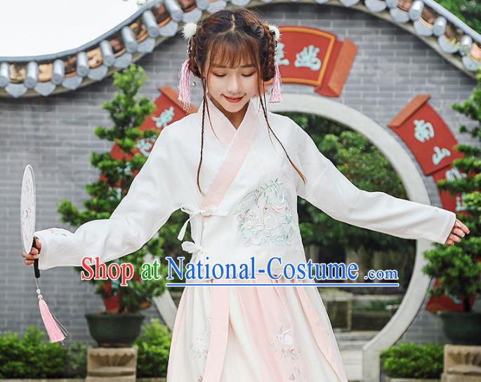 Traditional Chinese National Costume Hanfu Slant Opening Embroidery Blouse, China Tang Suit Cheongsam Upper Outer Garment Shirt for Women