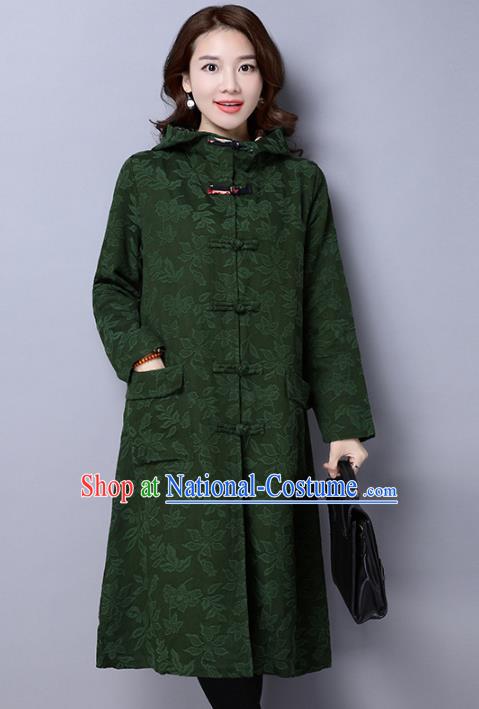 Traditional Chinese National Costume Hanfu Green Dust Coat, China Tang Suit Outer Garment Coat for Women