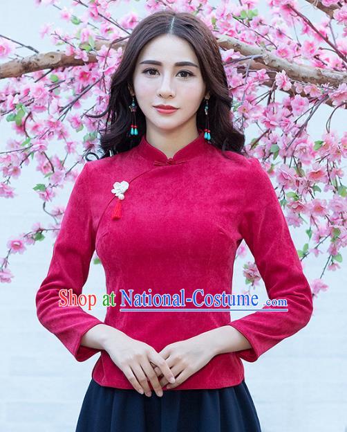 Traditional Chinese National Costume Hanfu Qipao Shirts, China Tang Suit Cheongsam Blouse for Women