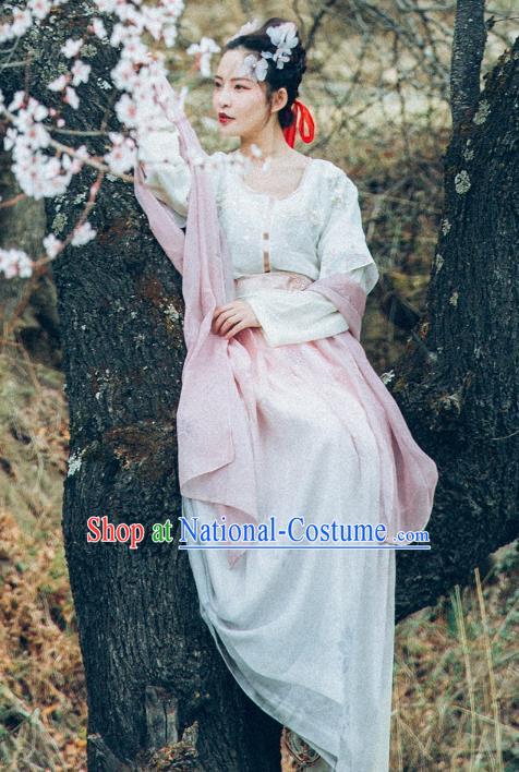 Traditional Chinese Ancient Imperial Princess Costume, China Tang Dynasty Palace Lady Embroidered Clothing for Women