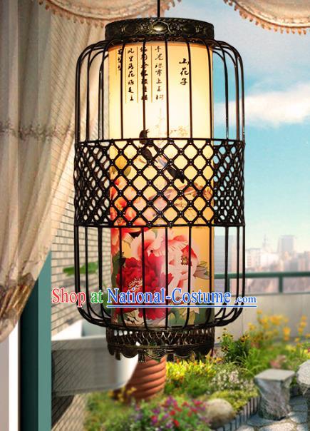 Traditional Chinese Handmade Printing Peony Lantern Classical Palace Lantern China Ceiling Palace Lamp