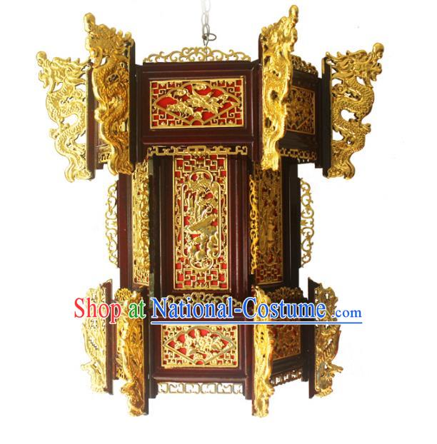 Traditional Chinese Handmade Hexagon Lantern Classical Dragons Palace Lantern China Ceiling Palace Lamp