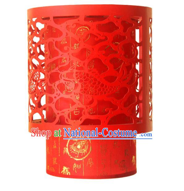 Traditional Chinese Handmade Wood Carving Dragons Ceiling Lantern Classical Palace Lantern China Palace Lamp